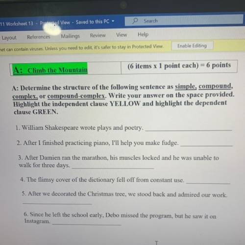 A: Determine the structure of the following sentence as simple, compound,

complex, or compound-co