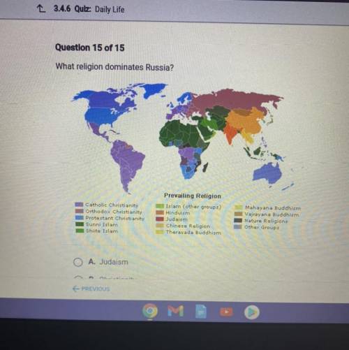 I need help 

What religion dominates Russia ? 
A. Judaism 
B. Christianity 
C. Islam
D. Buddh