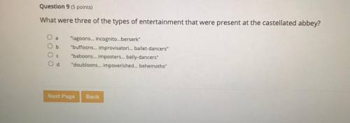 What were three of the types of entertainment that were present at the castellated abbey?

a
6
ООО