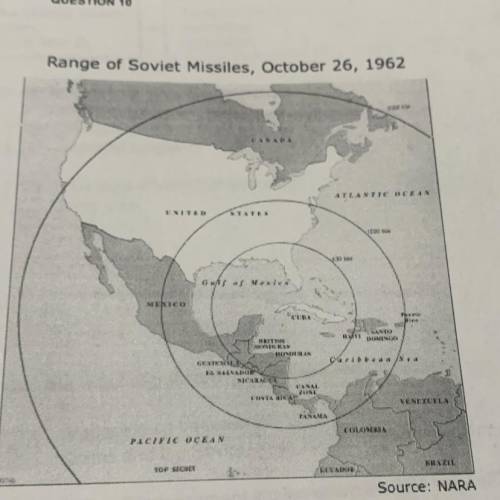 Which Soviet action led to the threat illustrated on this map?

A
The placement of nuclear weapons