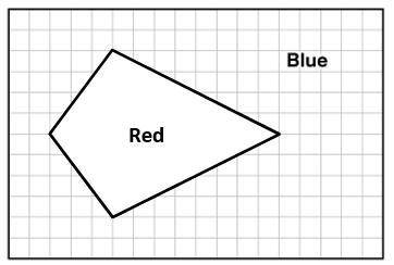 Micah drew a picture of a flag on graph paper. He will color the flag red and blue.

What is the a