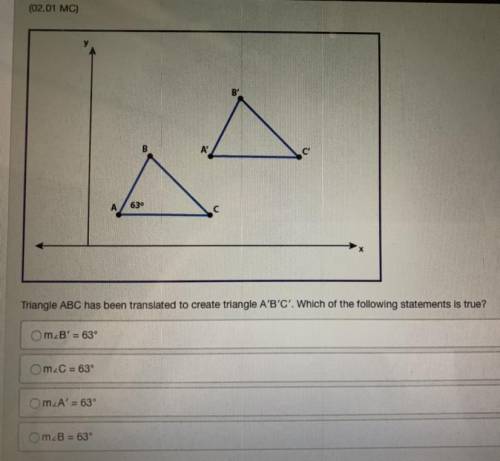 Please help!

I will give the brainliest!!!
Triangle ABC has been translated to create triangle A'