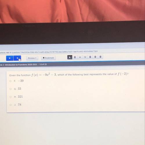 Which of the following best represents the value of f(-2)?