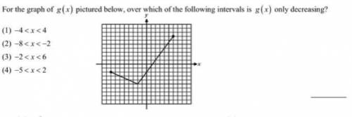 For the graph of g(x) pictured below, over which of the following intervals is g(x) only decreasing