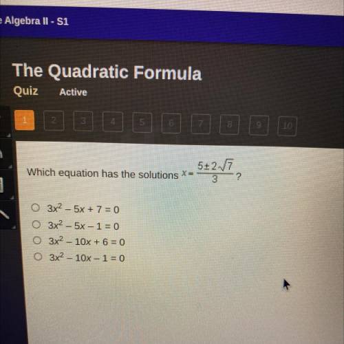 Which equation has the solutions