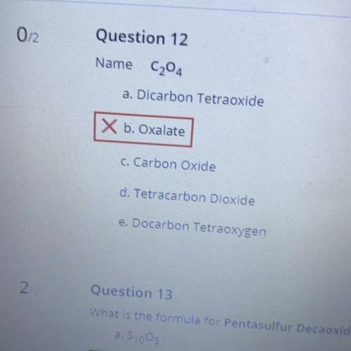What is the name for C2O4 (i have a test retake don’t let me down !)