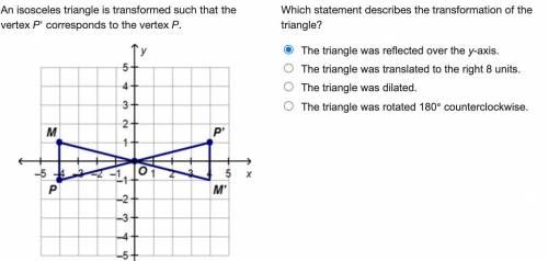 An isosceles triangle is transformed such that the vertex P' corresponds to the vertex P.

Which s