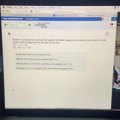 Explain a process for solving the system of linear equations by placing the steps in order

(with