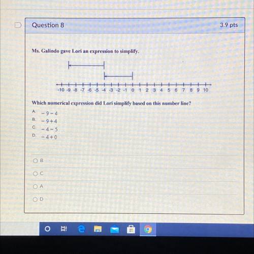 Me. Galindo gave Lori an expression to simplify. Which numerical expression did Lori simplify based