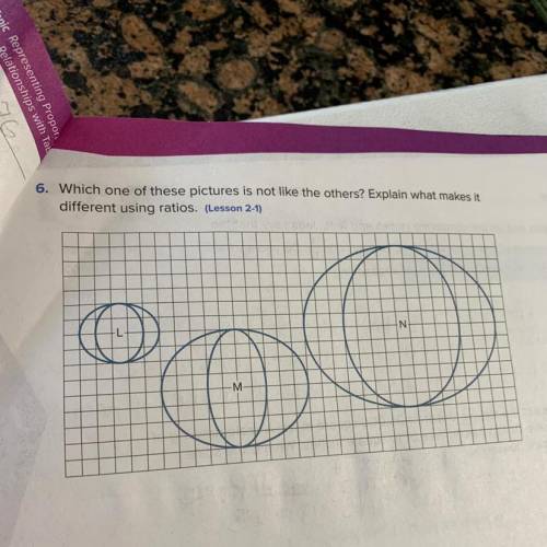 Which one of these pictures is not like the other? Explain what makes it different using ratios.