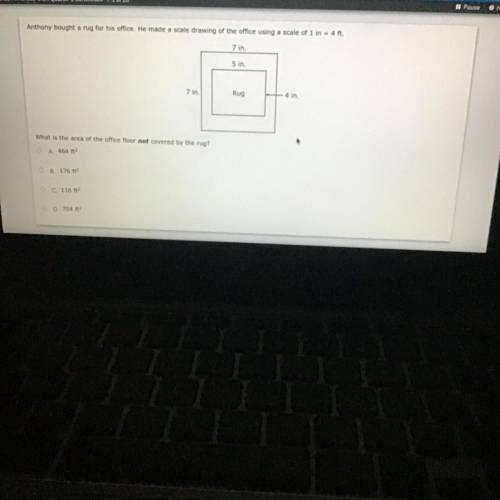Anthony bought a rug for his office. He made a scale drawing of the office using a scale of 1 in =