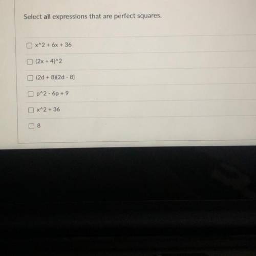 Select all expressions that are perfect squares