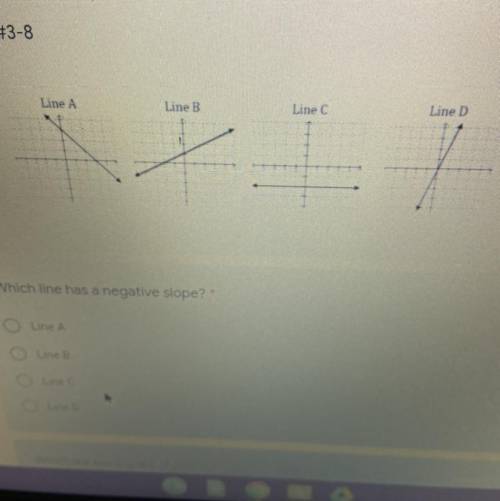 1) Which line has a negative slope?

2) Which line has a slope of zero
3) Which line has a y- inte