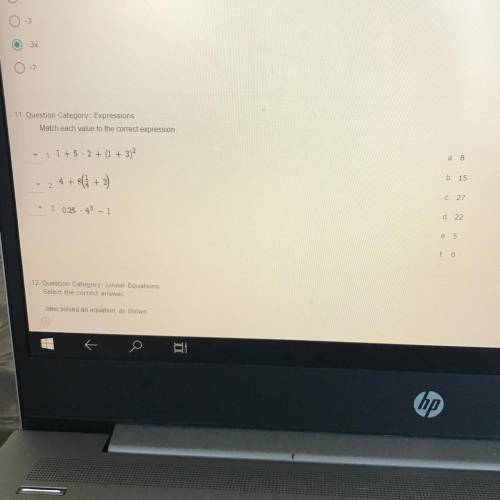 Match each value to the correct expression

a 8
1. 1 +5.2 + (1 + 3)2
b. 15
2. 4 + 8( 7 / + 2)
C. 2