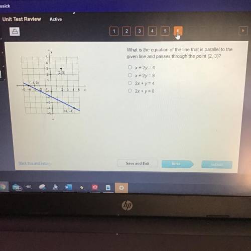 What is the equation of the line that is parallel to the

given line and passes through the point