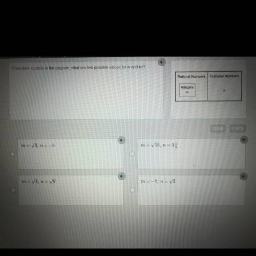 HELP PLEASEEEE 
From their location in the diagram, what are two possible values for n and m?