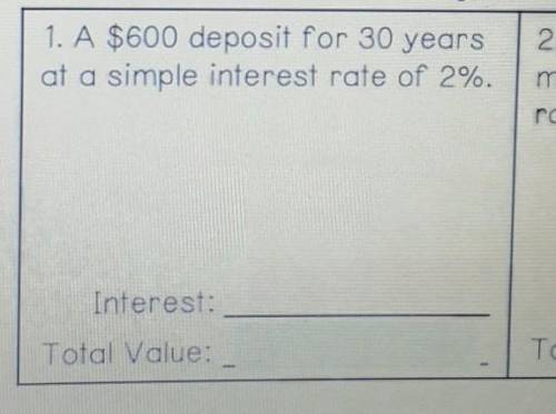 A $600 deposit for 30 years at a simple interest rate of 2%