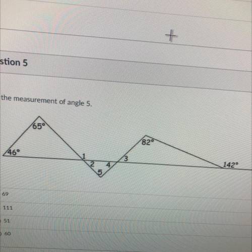 Find the measurement of angle 5