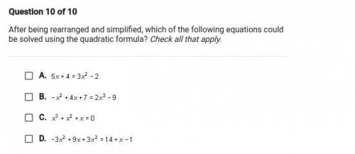 After being rearranged and simplified, which of the following equations could be solved using the q