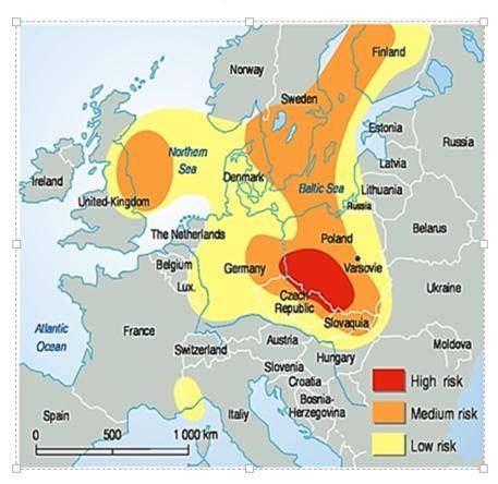 How does this map show that acid rain is an environmental issue that crosses boundaries?