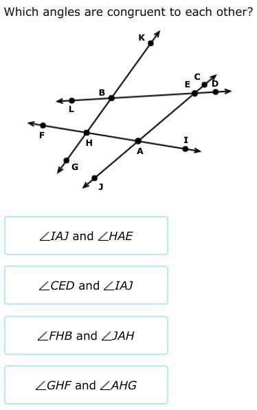 Which angles are congruent to each other?