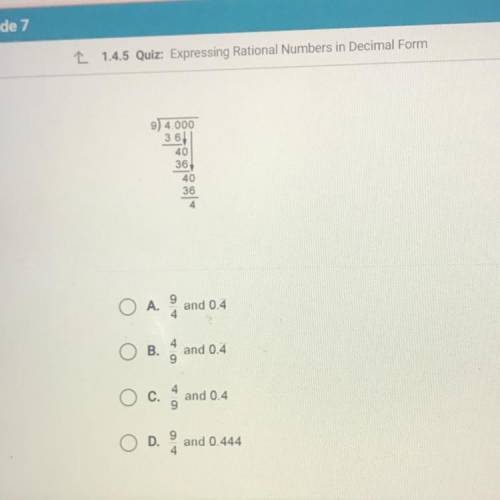 PLEASEE ANSWERR
Which fraction and decimal forms match the long division problem?