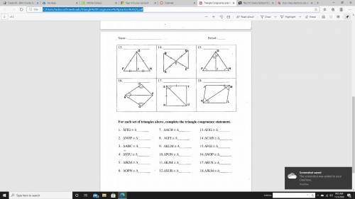 Triangle congruence practice. please help due tonight