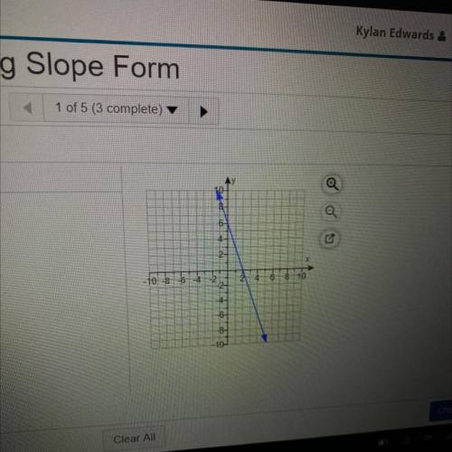 Write an equation of the line, in slope intercept form.