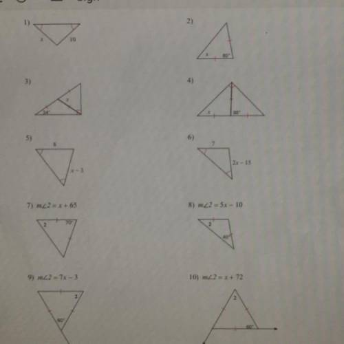 Geometry 
Isosceles and Equilateral Triangles
Plsss help me ASAP