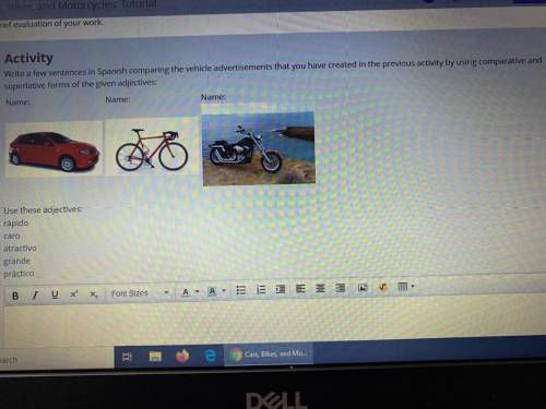 Activity

Write a few sentences in Spanish comparing the vehicle advertisements that you have crea
