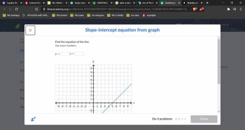 Help ASAP!!! Find the equation of the line.
Use exact numbers.
y = ______x + _______