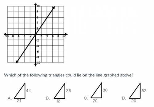 Which of the following triangles could lie on the line graphed above?