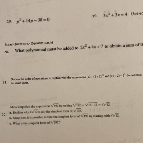 Discuss the order of operations to explain why the expressions (12+(2+ 2)] ^ 3 and (12+ 2) + 2 ^3 d