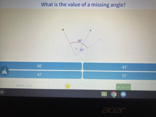 Geometry will give the brainliest 
What’s the value of the missing angle