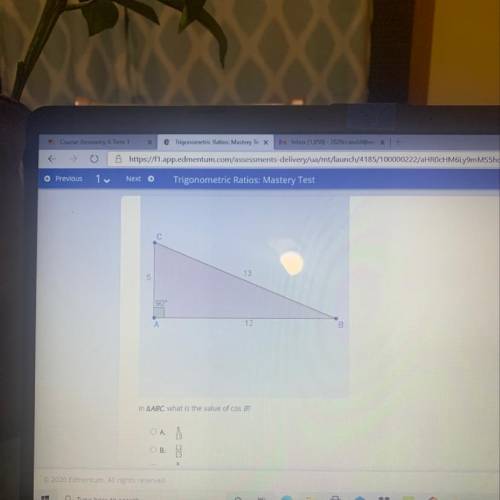 C
In Triangle ABCwhat is the value of cos B?