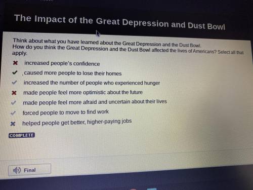 Think about what you have learned about the Great Depression and the Dust Bowl. How do you think th