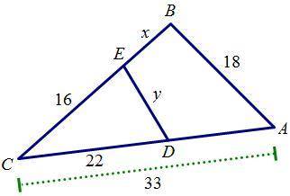 Find the value of x and the value of y.