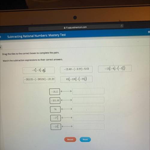 Drag the tiles to the correct boxes to complete the pairs.

Match the subtraction expressions to t