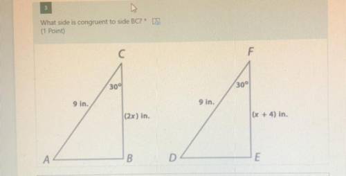 What side is congruent to side BC?