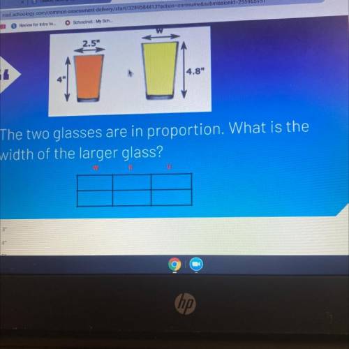 The two glasses are in proportion. What is the
width of the larger glass?