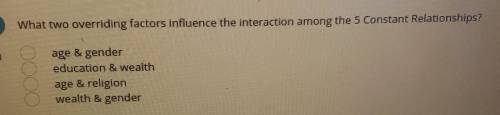 What two overriding factors influence the interaction among the 5 Constant Relationships? (Multiple