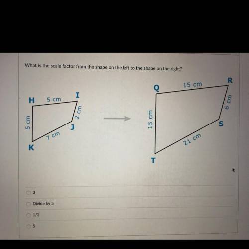 What is the scale factor from the shape on the left to the shape on the right?