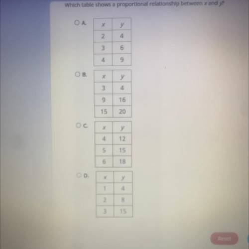 Which table shows a proportional relationship between X and Y ??