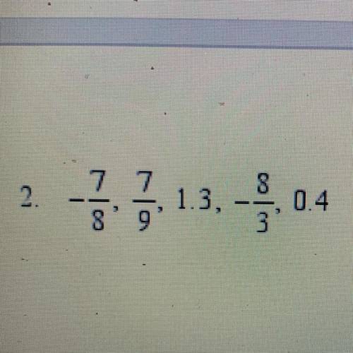 Order the numbers from least to greatest.