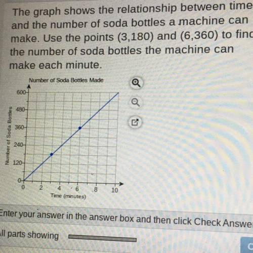 The machine ca

minute.
The graph shows the relationship between time
and the number of soda bottl