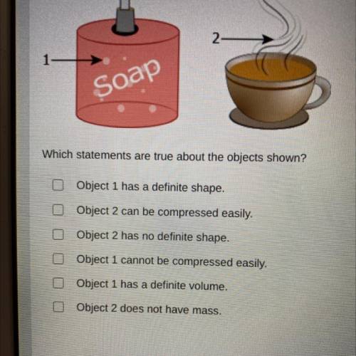 The image shows two objects that represent different states of matter.