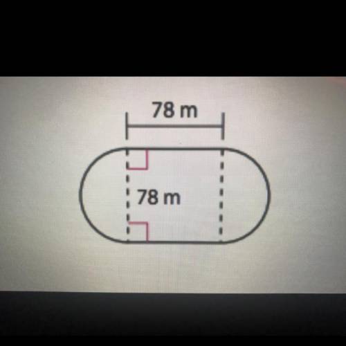 A middle school has an oval track with the dimensions shown. What is the distance around the track?