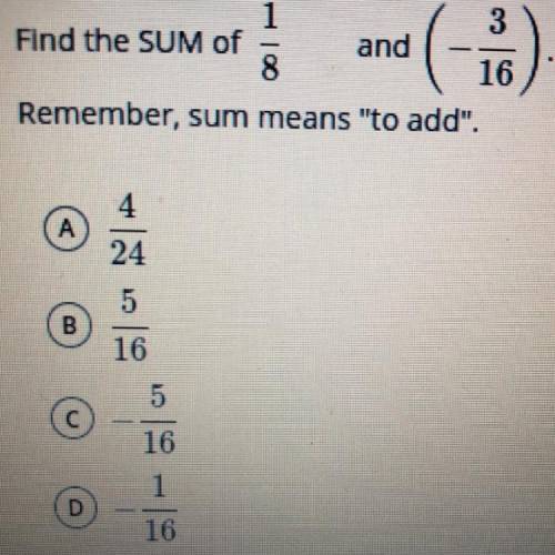 What is the sum of 1/8 and (-3/16)