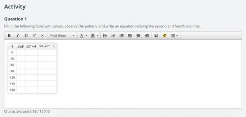 Please help

Fill in the following table with values, observe the pattern, and write an equat