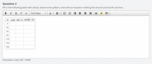 Please help

Fill in the following table with values, observe the pattern, and write an equat